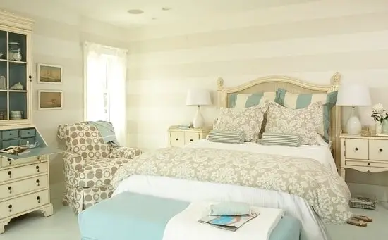 beach house bedroom striped walls