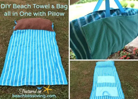 DIY Beach Towel Bag with Pillow