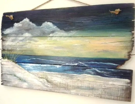 Beach Painting on Wood