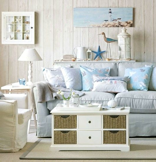 Blue Beach Pastel Living Room