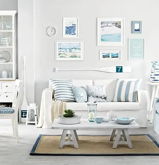 Blue Pastel Beach Living Rooms