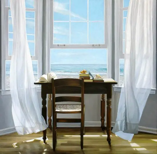 Desk Looking out to Sea Painting