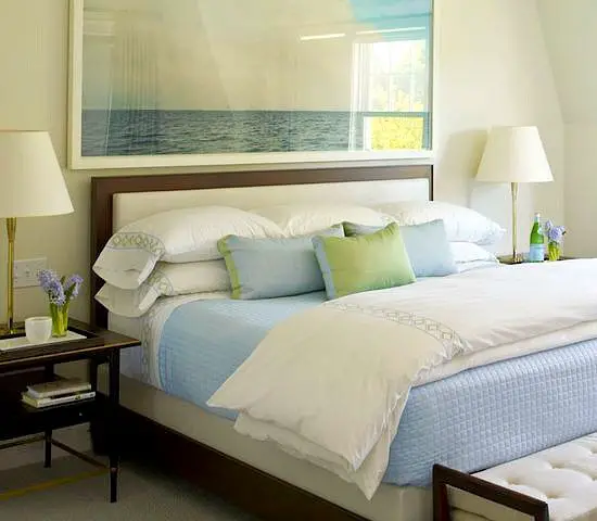 Large Ocean Photograph over Bed Headboard