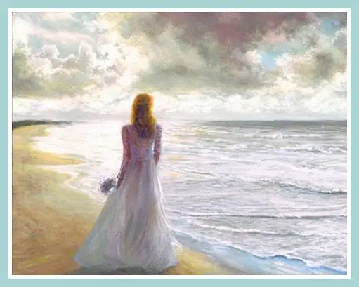 Romantic Painting Woman on the Beach