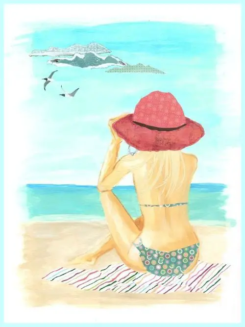 Woman Sitting on the Beach Painting