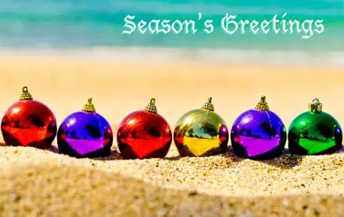 Christmas Balls on the Beach Greeting Card Idea