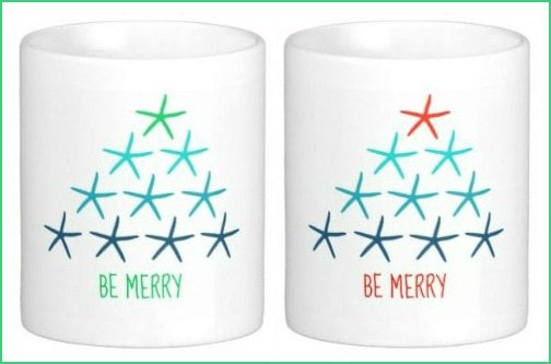 Be Merry Beach Christmas Mugs with Starfish