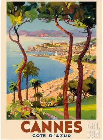 Cannes Travel Poster Cote D'Azur France