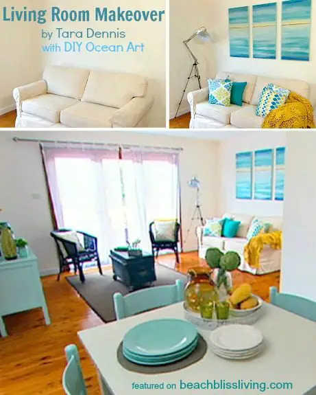 DIY Ocean Art in Living Room