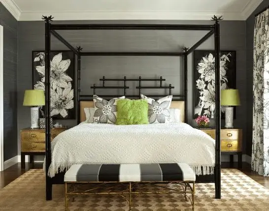 Key West Home Master Bedroom with Bamboo Poster Bed