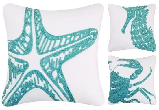 Blue Seahorse Starfish Pillow