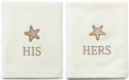 His and Hers Beach Bath Towel with Starfish Design