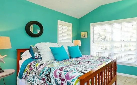 Teal Blue Painted Bedroom Walls