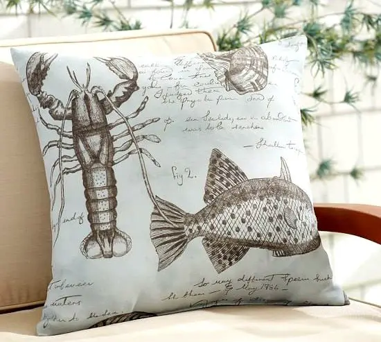 Vintage Ocean Critters Pillow