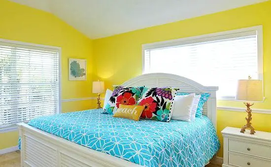 Yellow Painted Walls Beach Bedroom