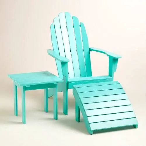 Tropical Ocean Blue Adirondack Chair and Side Table 