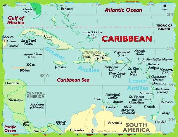 Caribbean Island Map