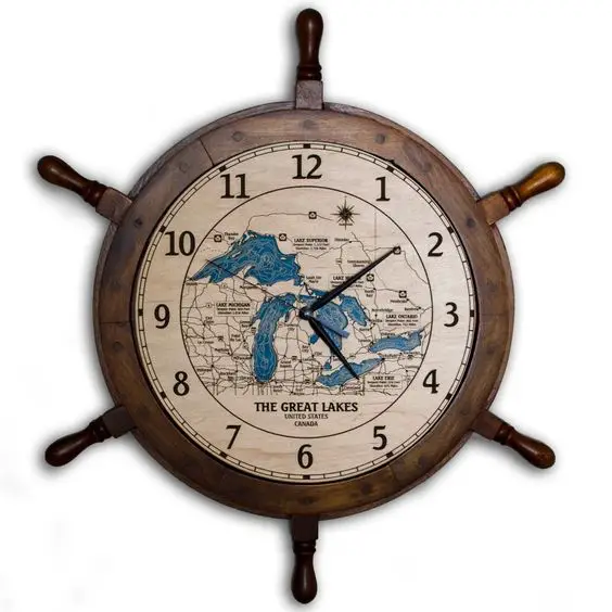great lakes ship wheel wall clock