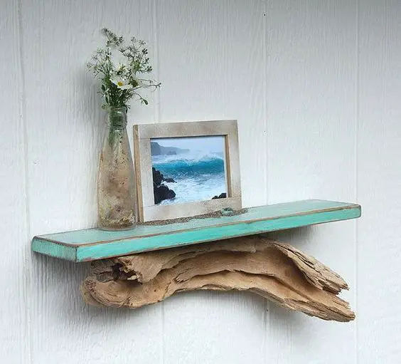 bookshelf base made of driftwood