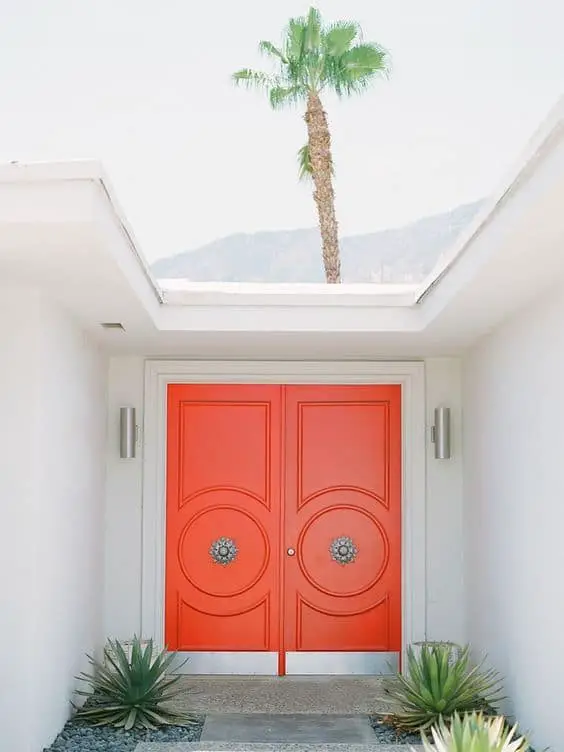 palm springs bright orange double entry doors