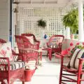 Beach Cottage Porch with Red Wicker Chairs