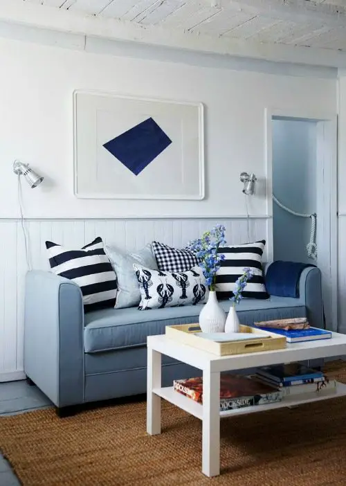Beach Cottage Style Blue And White - How To Decorate Coastal Cottage Style Living Room